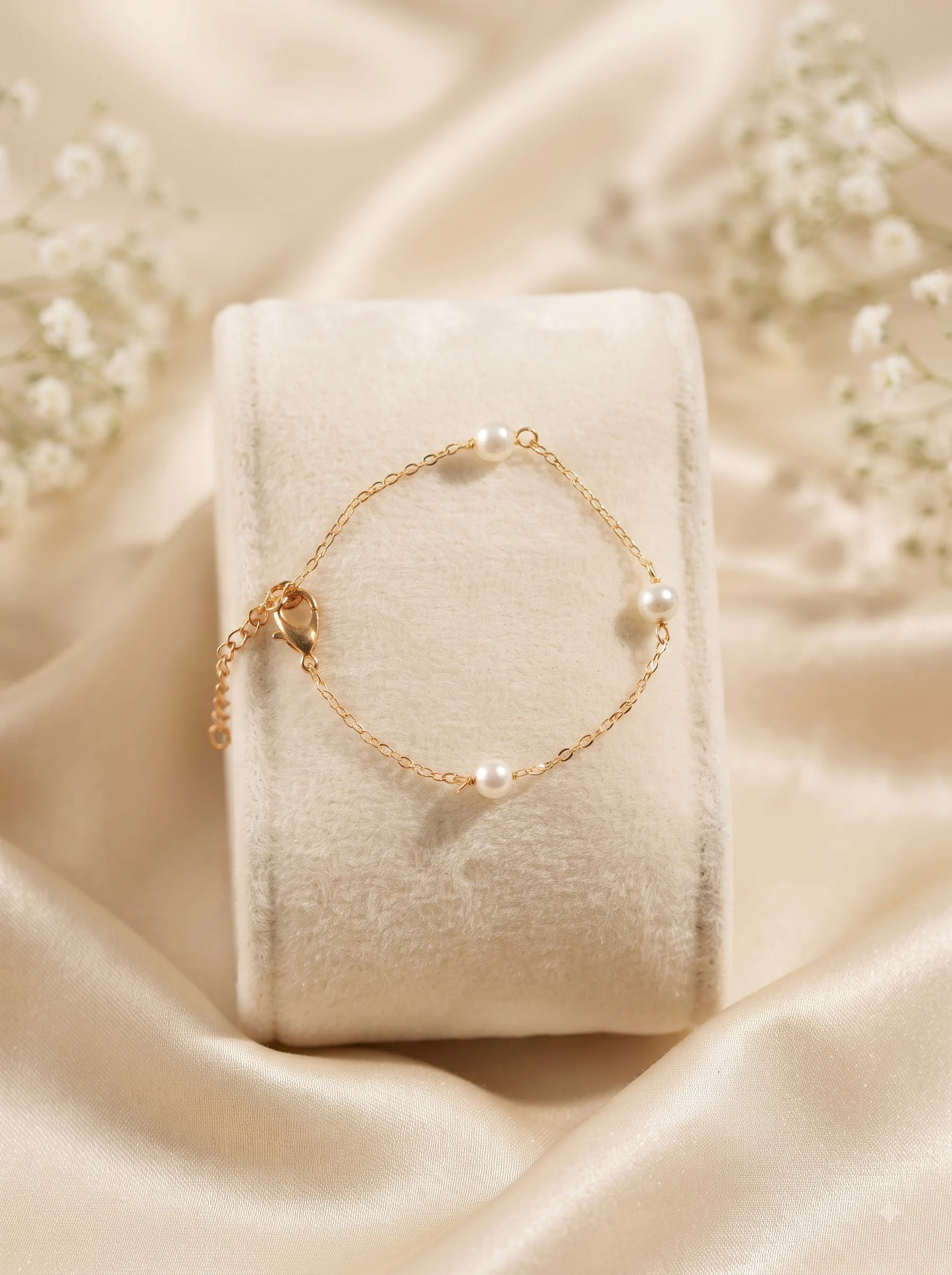 Rose Gold Pearl Charm Chain Bracelet - Image 3