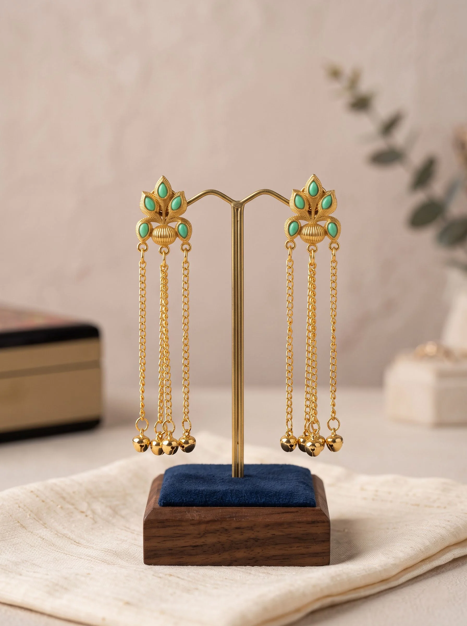 Mint Blossom Cascade Chain Earrings