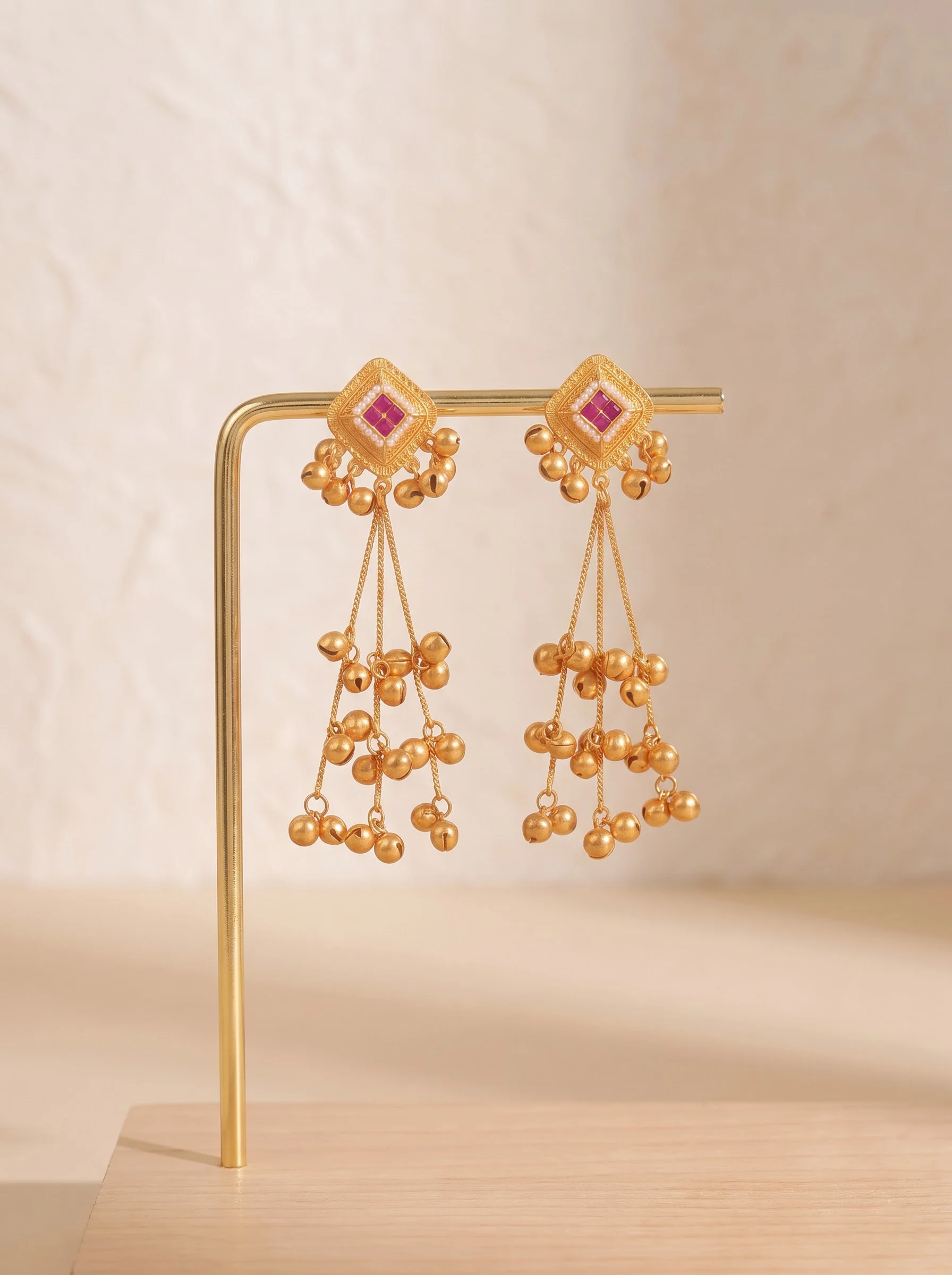 Pink Pearl Drop Earrings - Image 4