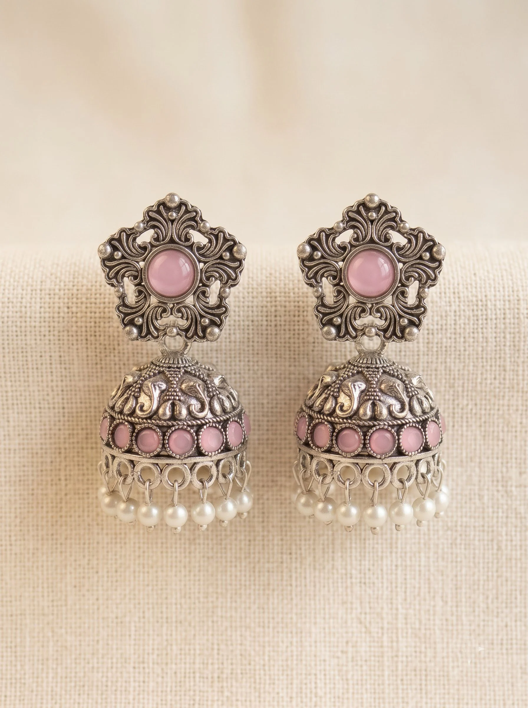Blush Riwaayat Oxidised Jhumka Earrings - Image 4