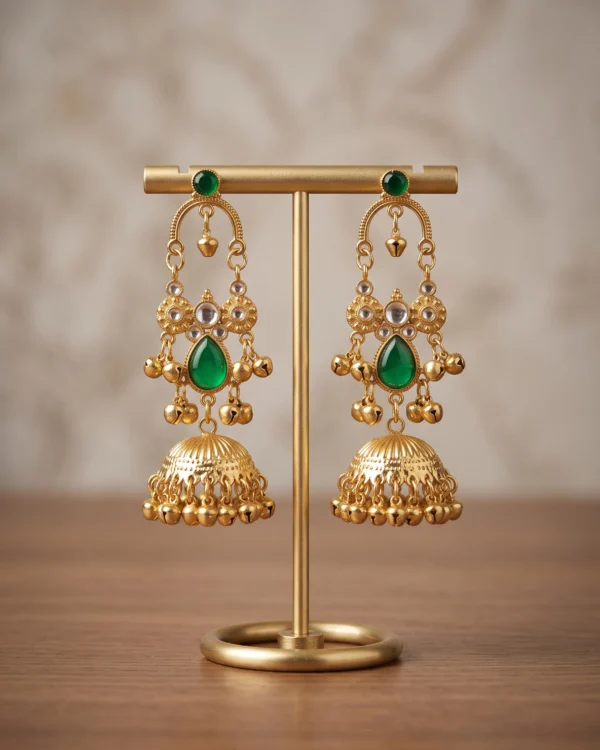 Green Jhumka Earrings
