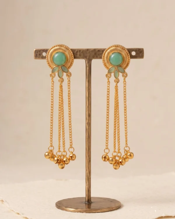 Mint Elegance Cascade Chain Earrings