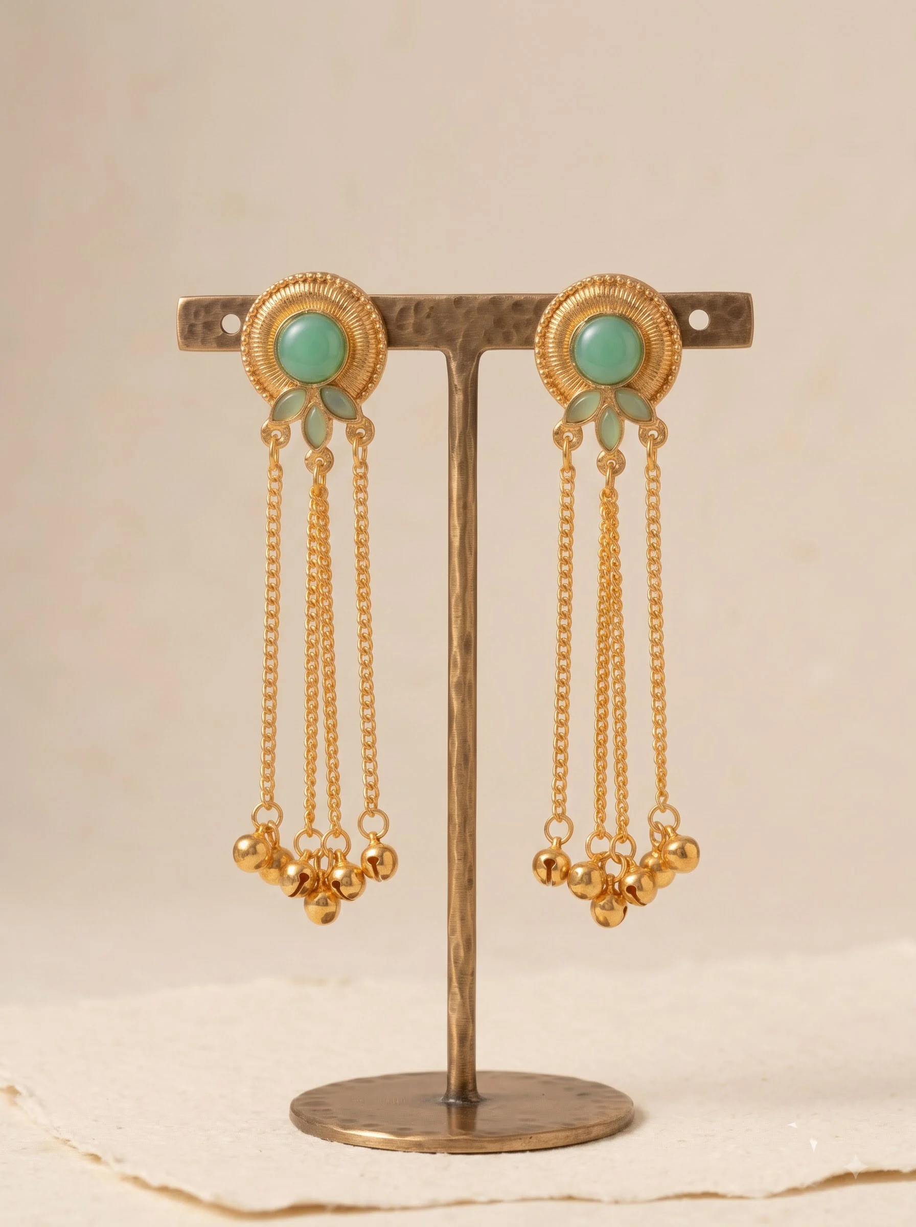 Mint Elegance Cascade Chain Earrings