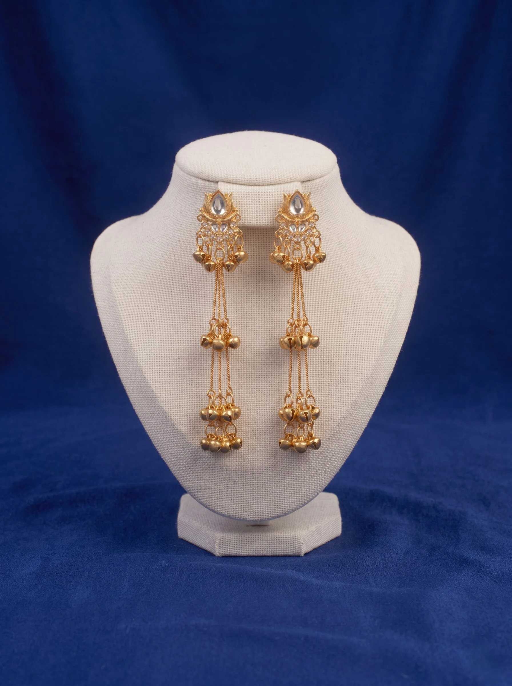 Kundan Royale Layered Tassel Earrings - Image 2