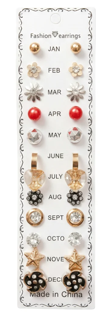 Stylish 12 Pairs Earrings Combo - Image 2