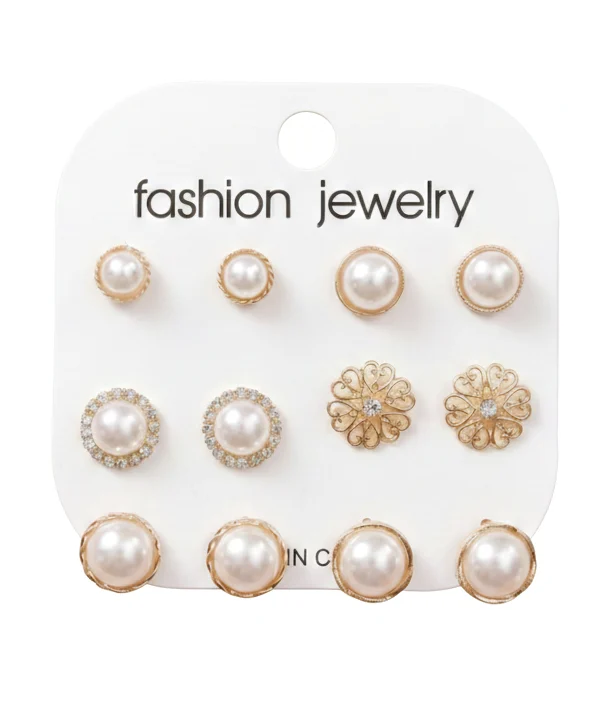Premium Multi-Design Gold Stud Earrings Combo Pack