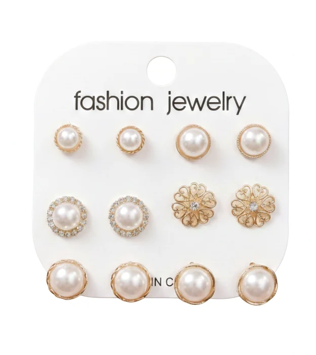 Premium Multi-Design Gold Stud Earrings Combo Pack