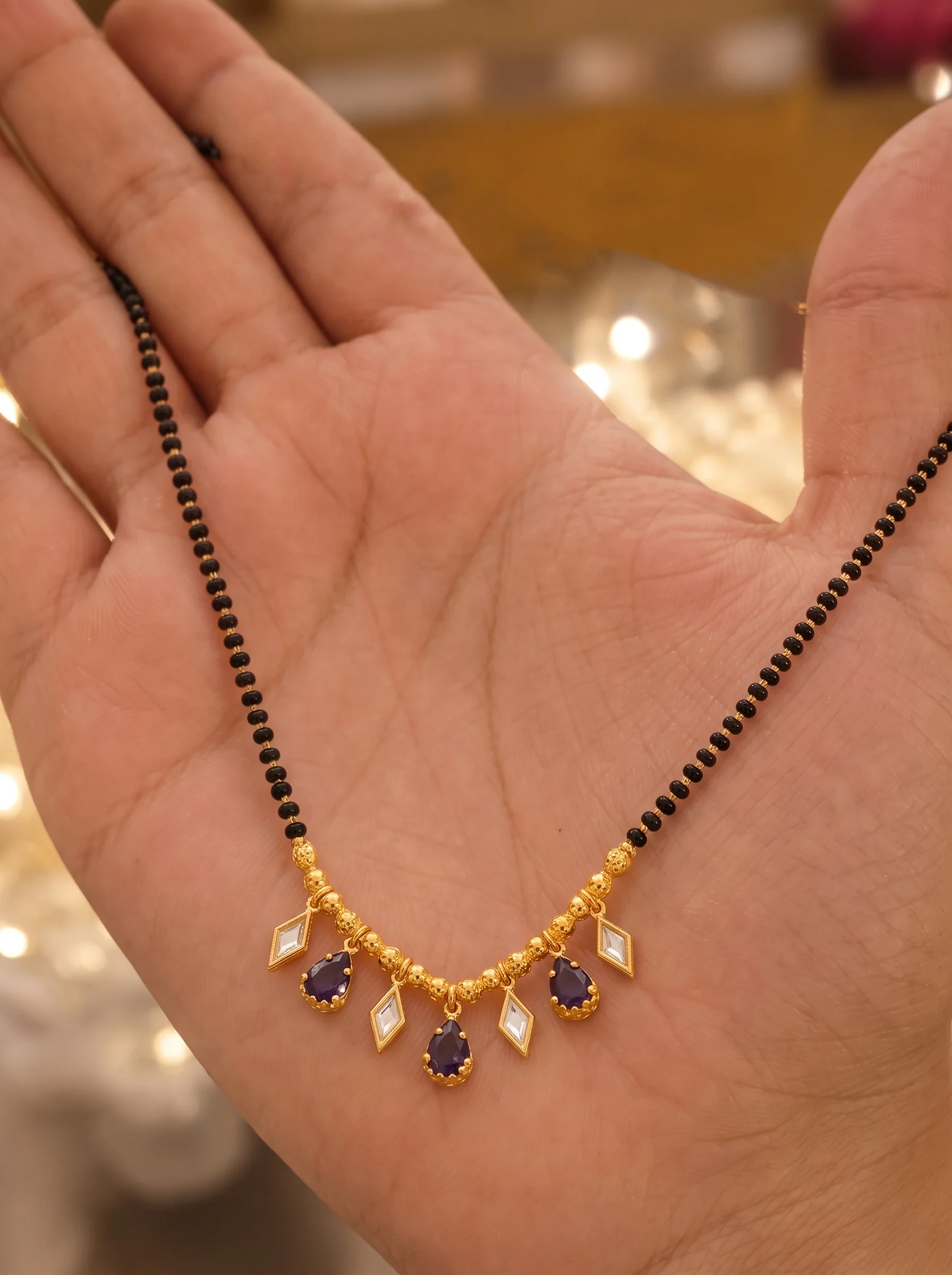 Elysian Blue Gemstone & Gold Mangalsutra - Image 4