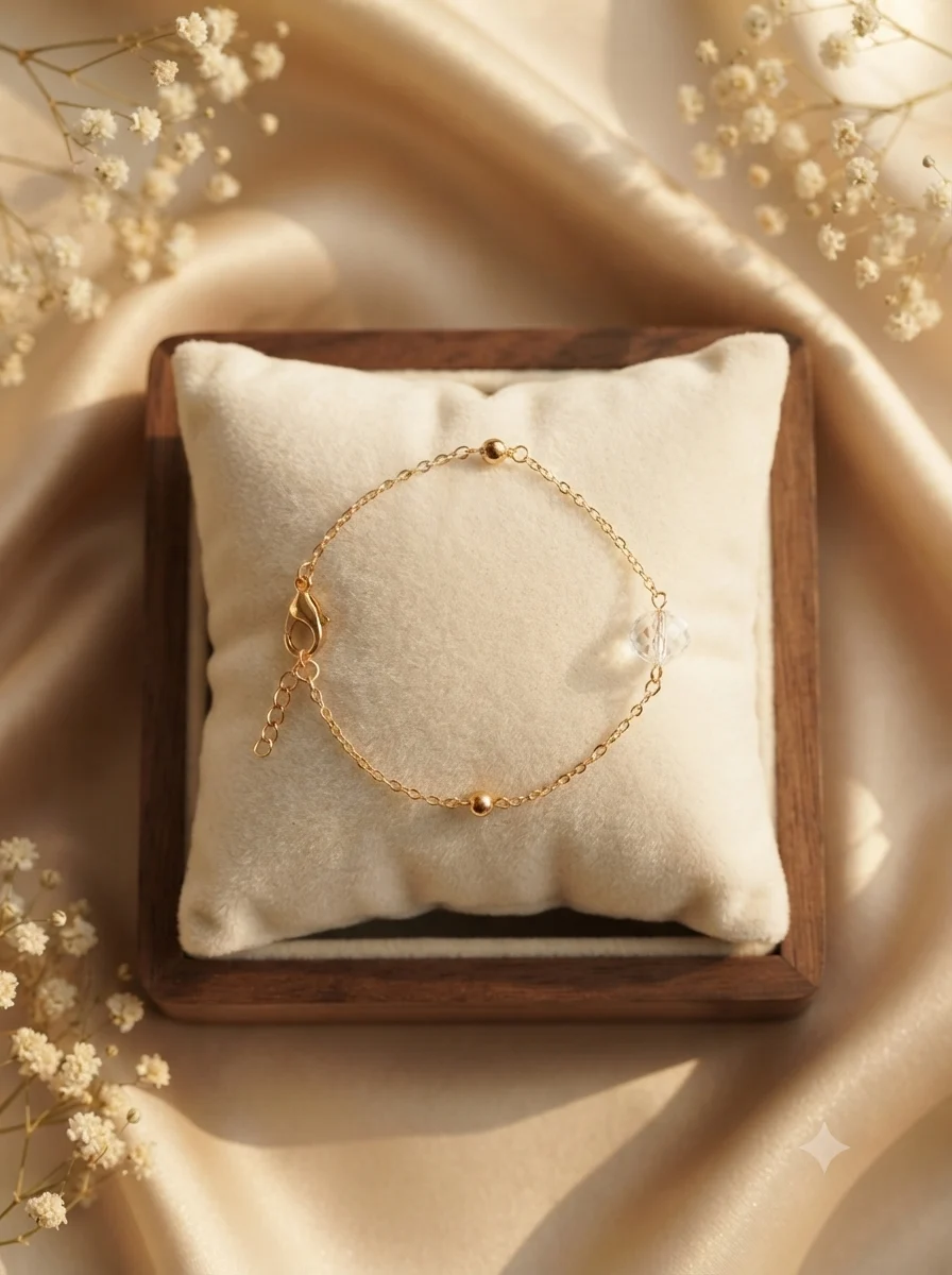Gold-Tone Pearl Beaded Chain Bracelet - Image 4