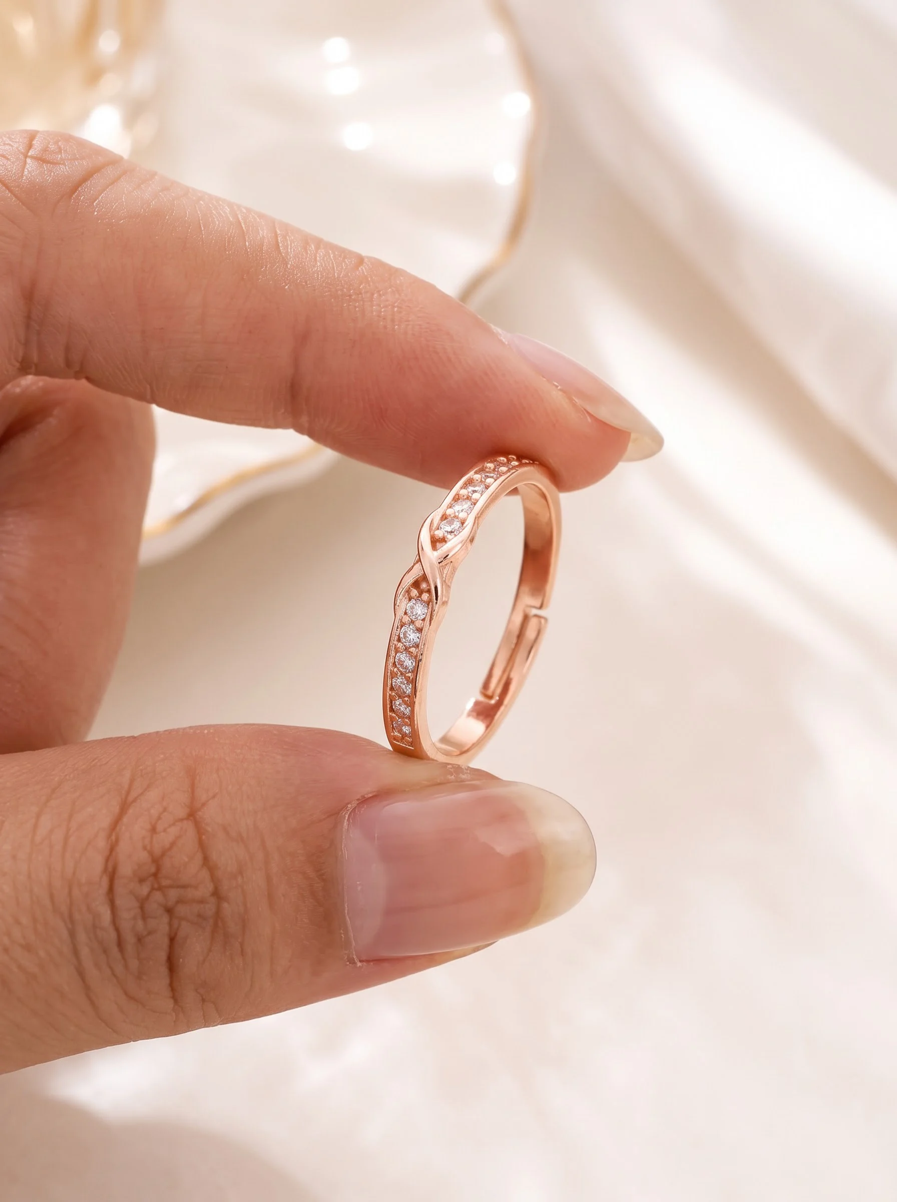 Rose Gold Infinity Sparkle Ring - Image 6