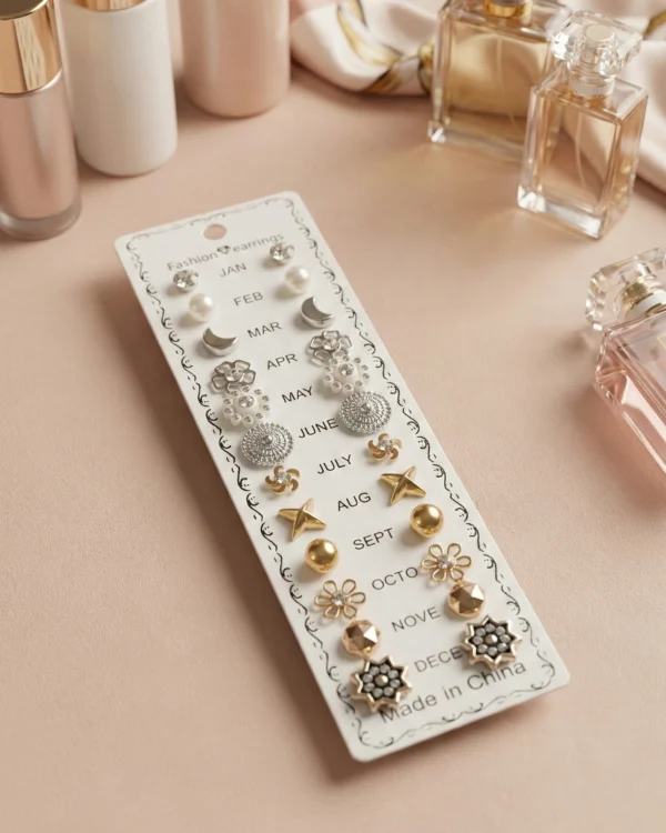 Multi-Design Stud Earrings Combo Pack