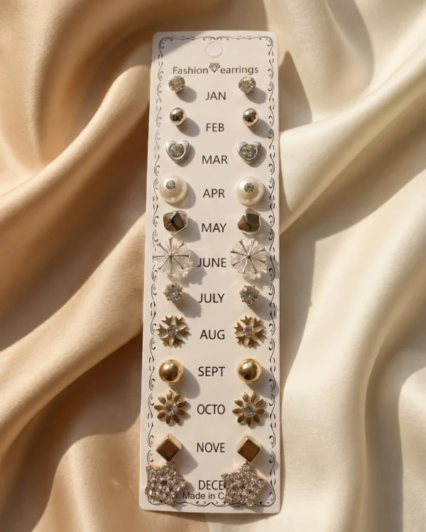 Multi-Design Stud Earrings Combo Pack