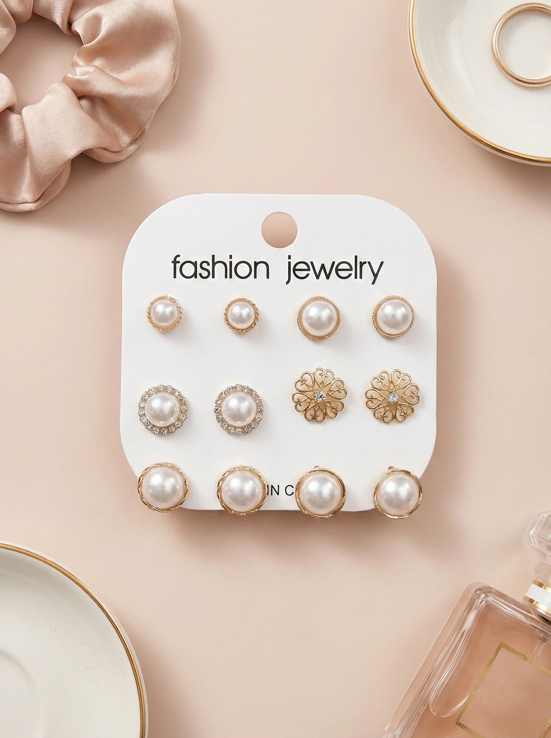 Premium Multi-Design Gold Stud Earrings Combo Pack - Image 2
