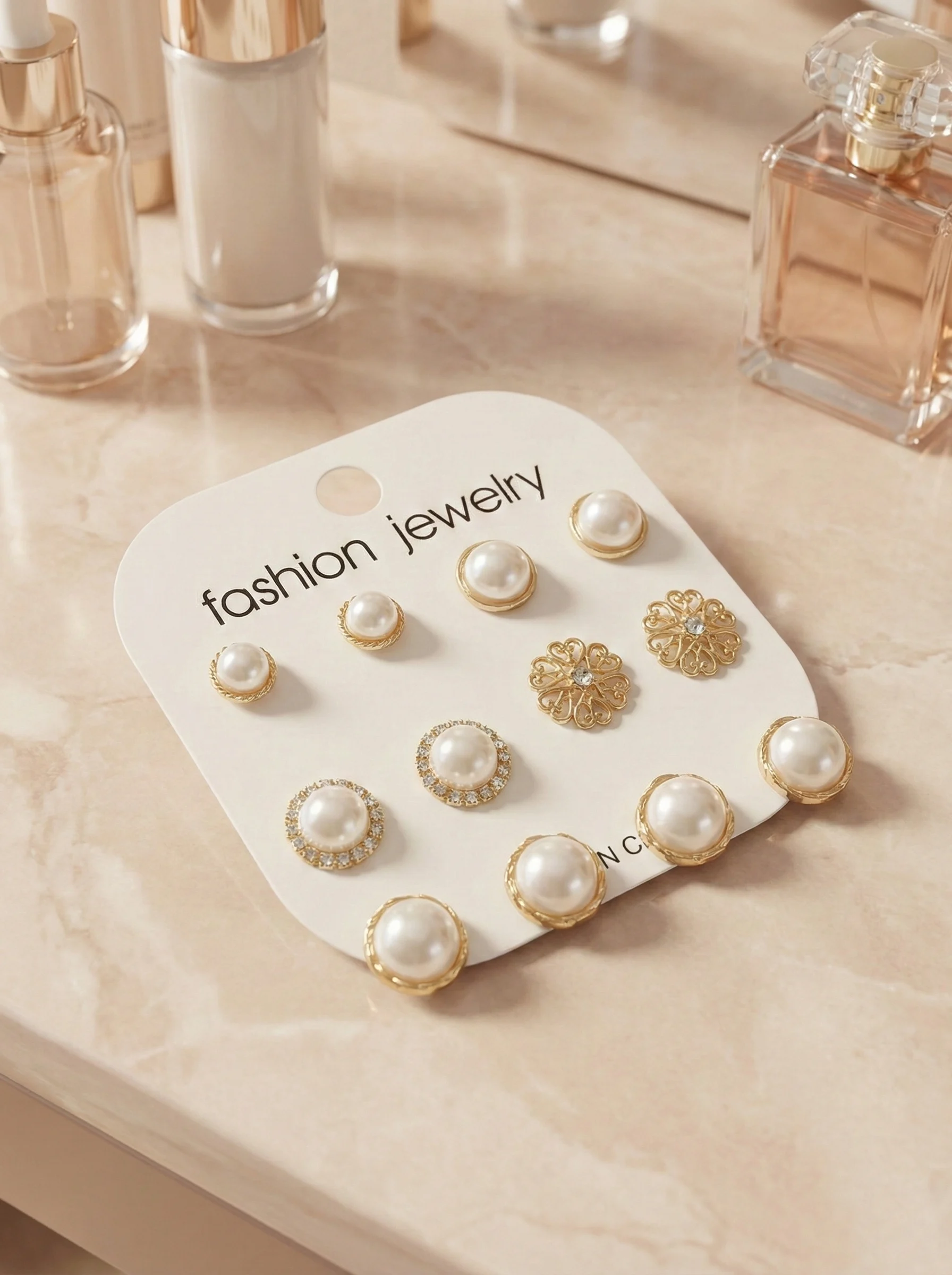 Premium Multi-Design Gold Stud Earrings Combo Pack - Image 3