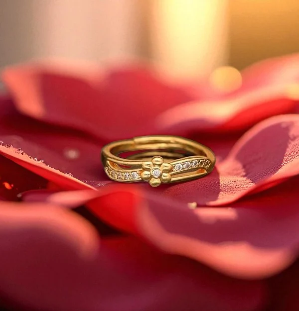 Crystal Flower Gold Ring