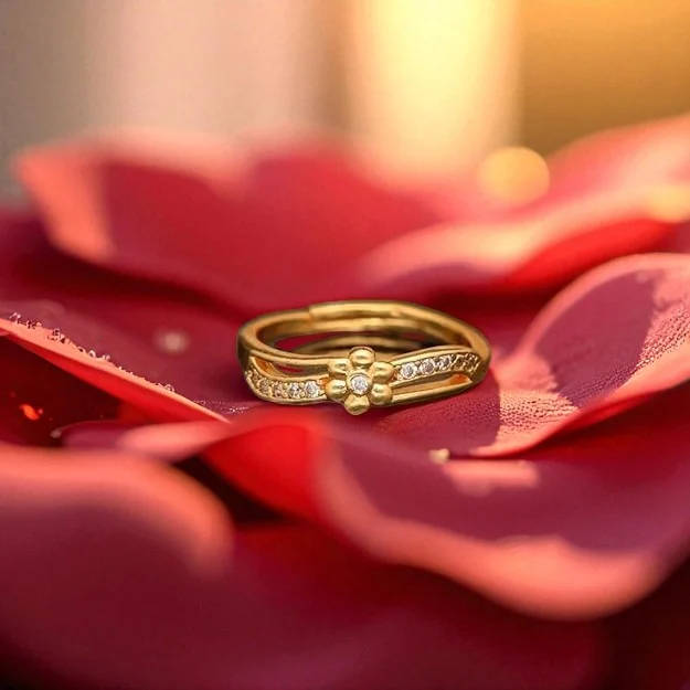 Crystal Flower Gold Ring