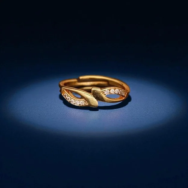 Crystal Leaf Wrap Gold Ring - Image 3