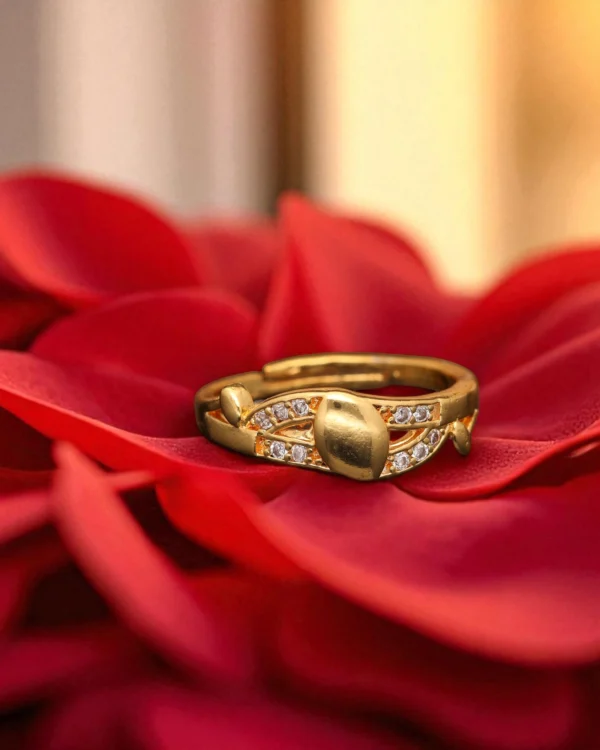 Crystal Heart Knot Gold Ring