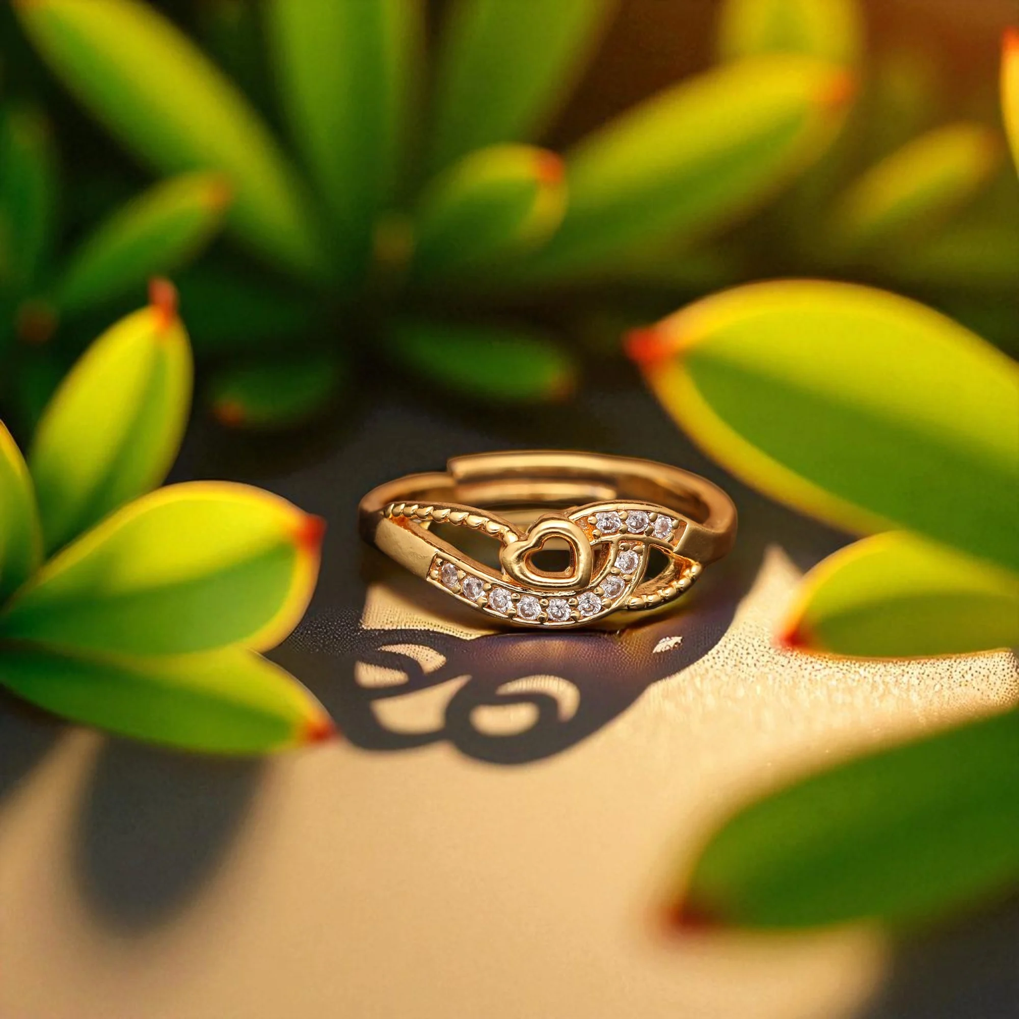 Crystal Swirl Gold Ring - Image 2
