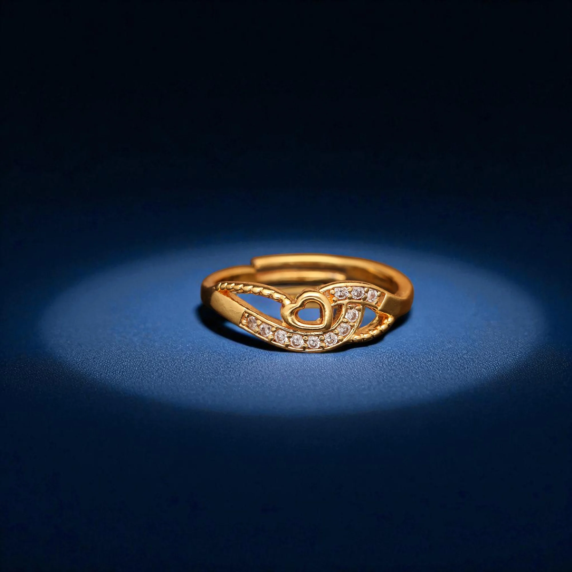 Crystal Swirl Gold Ring - Image 5