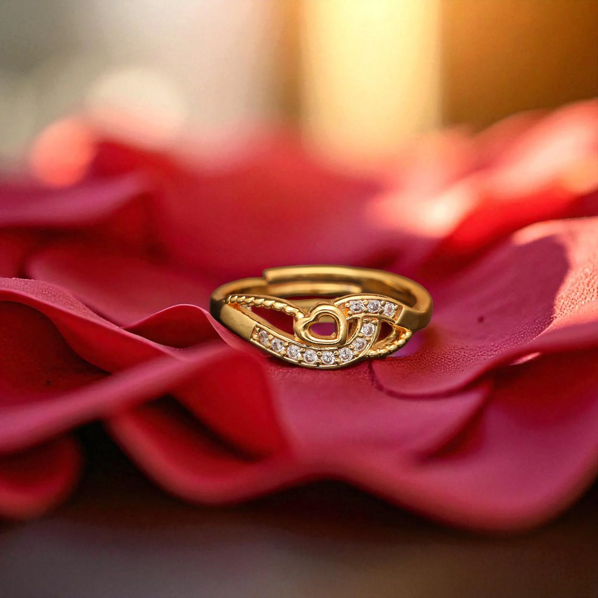 Crystal Swirl Gold Ring - Image 3