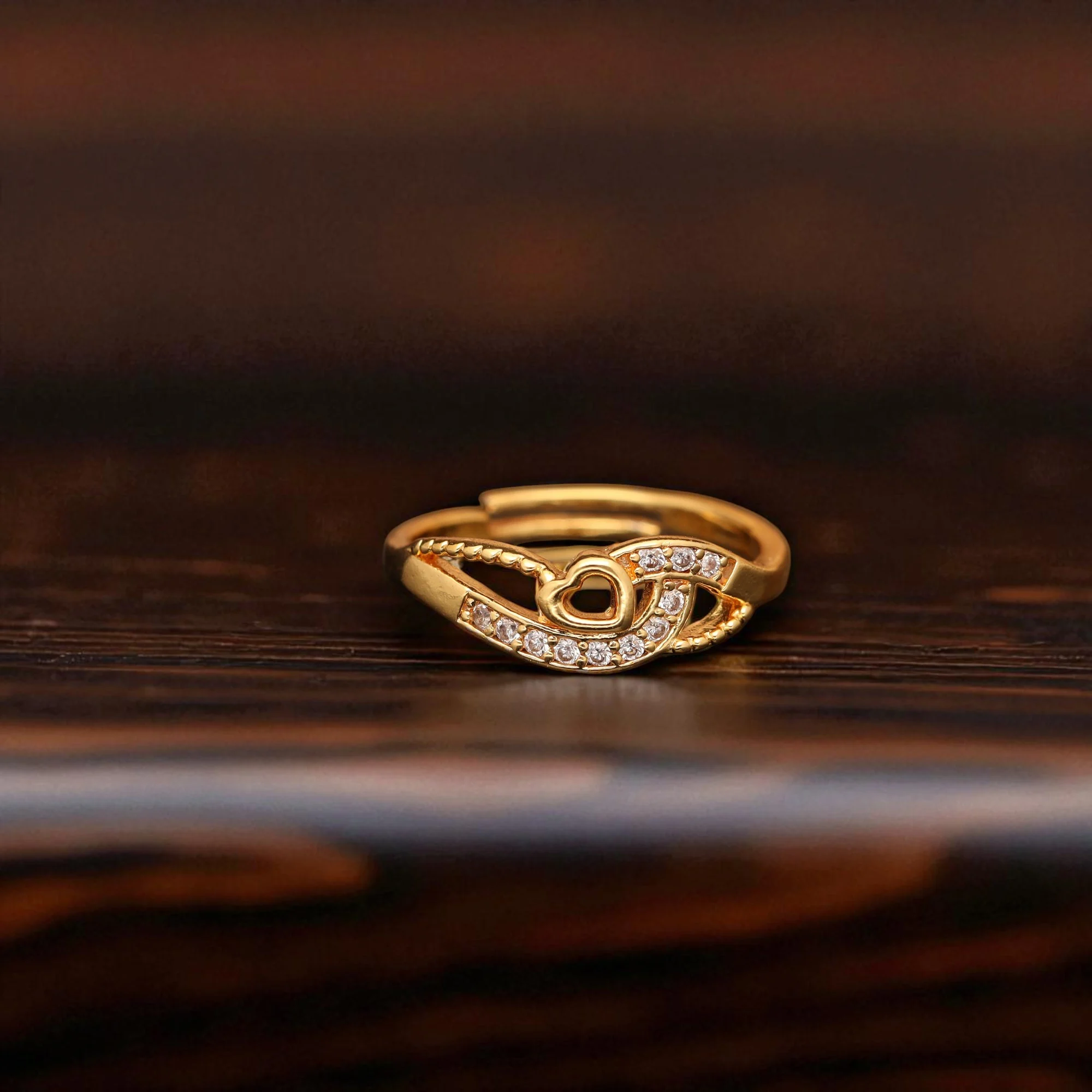 Crystal Swirl Gold Ring - Image 4