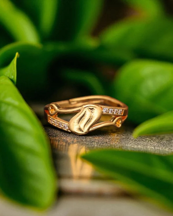 Crystal Leaf Wrap Gold Ring