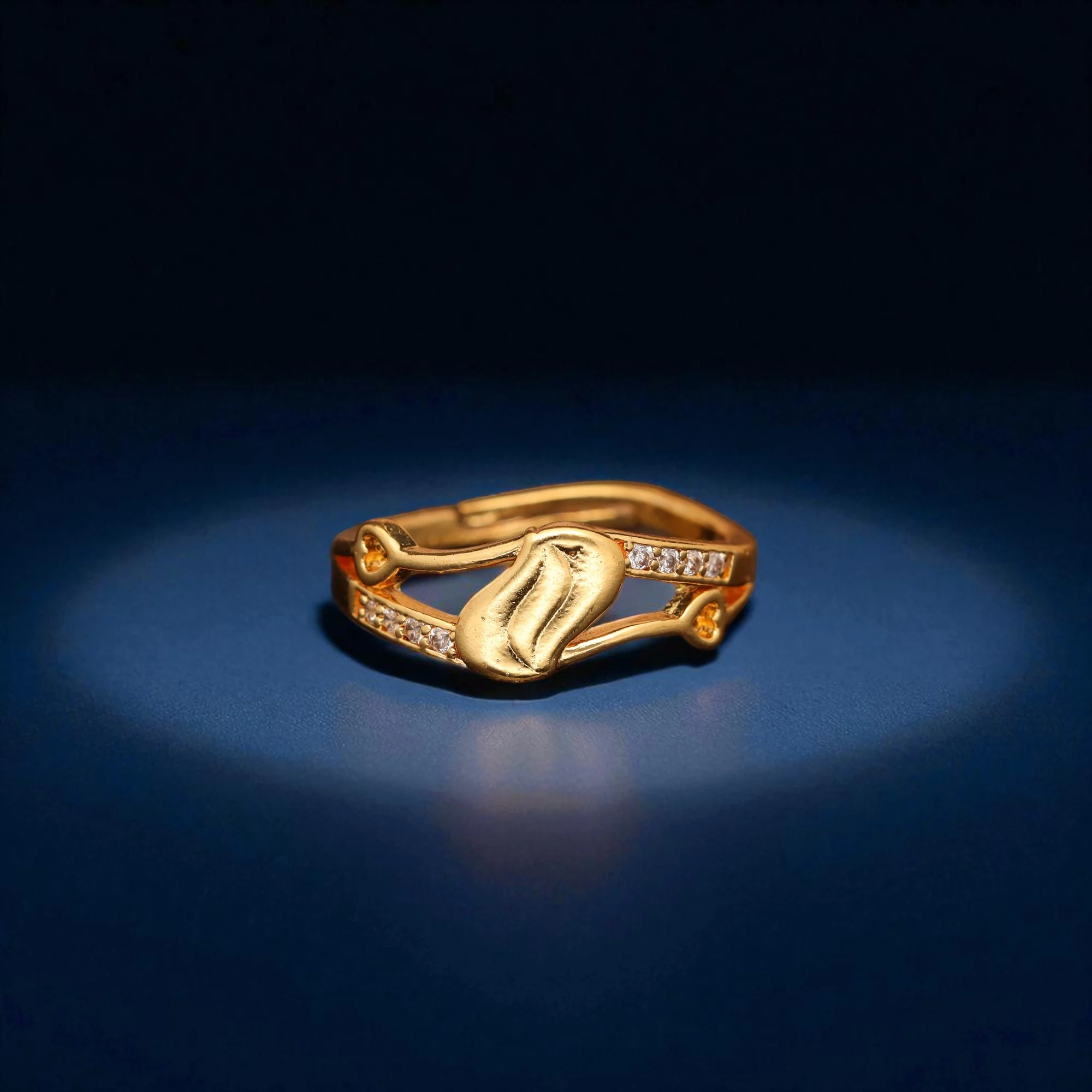 Crystal Leaf Wrap Gold Ring - Image 5