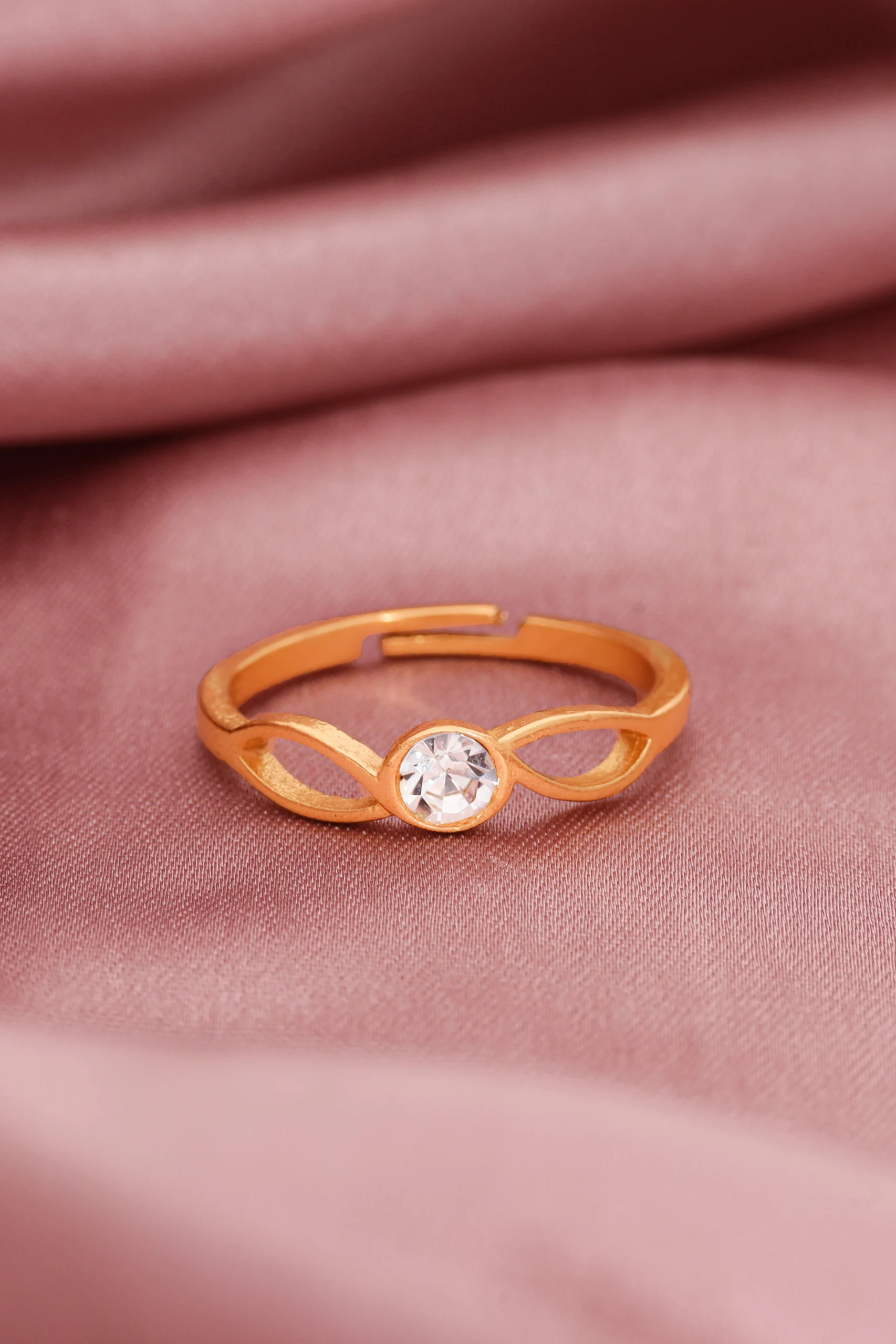 Double Loop Crystal Gold Ring - Image 2