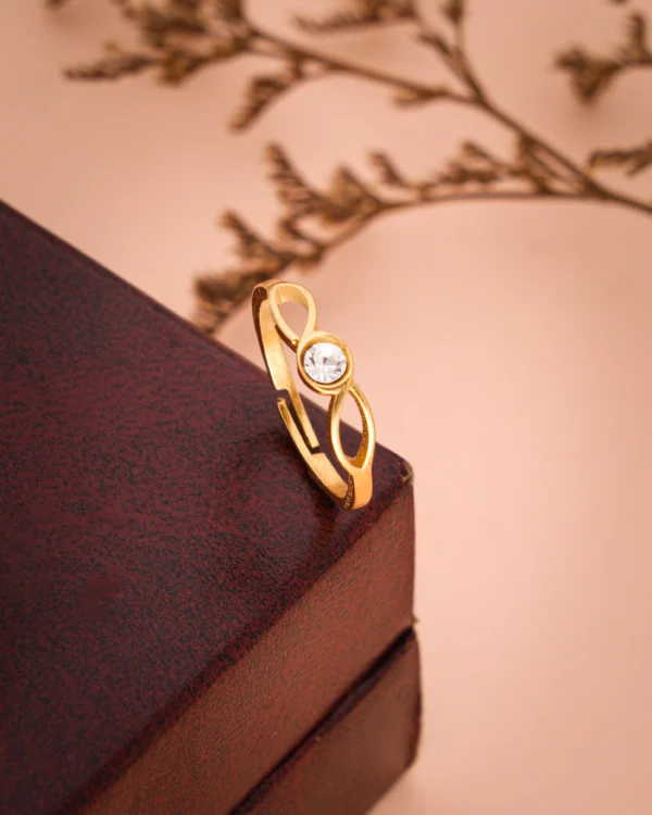 Double Loop Crystal Gold Ring