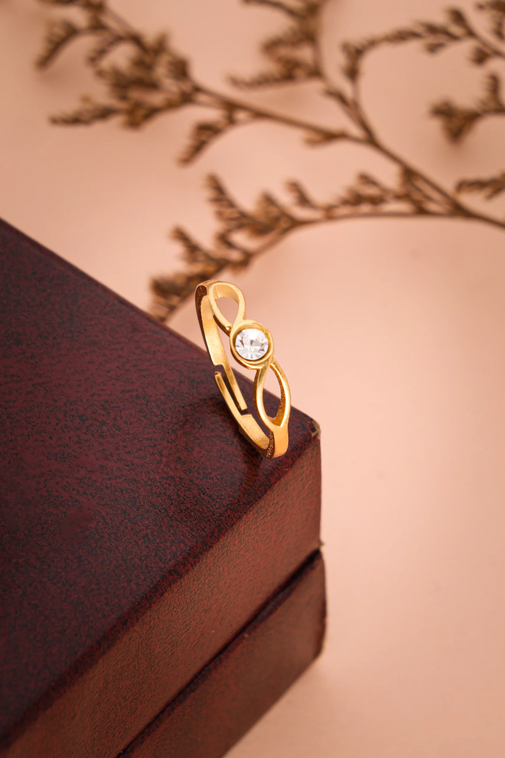 Double Loop Crystal Gold Ring