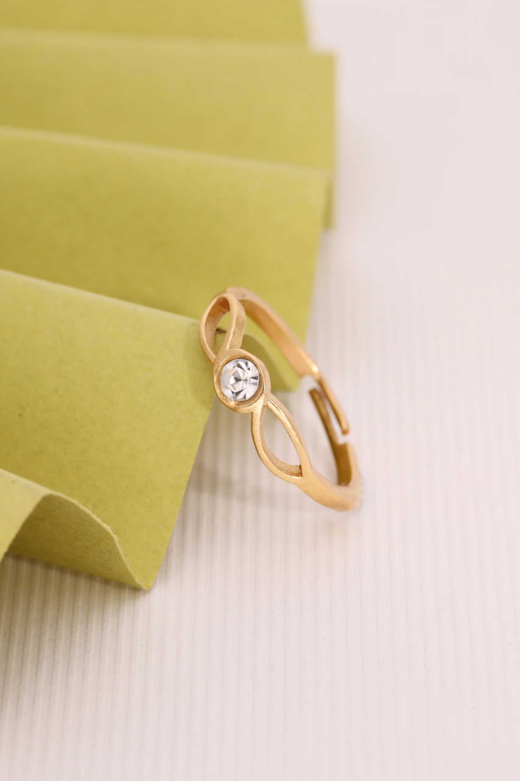 Double Loop Crystal Gold Ring - Image 3