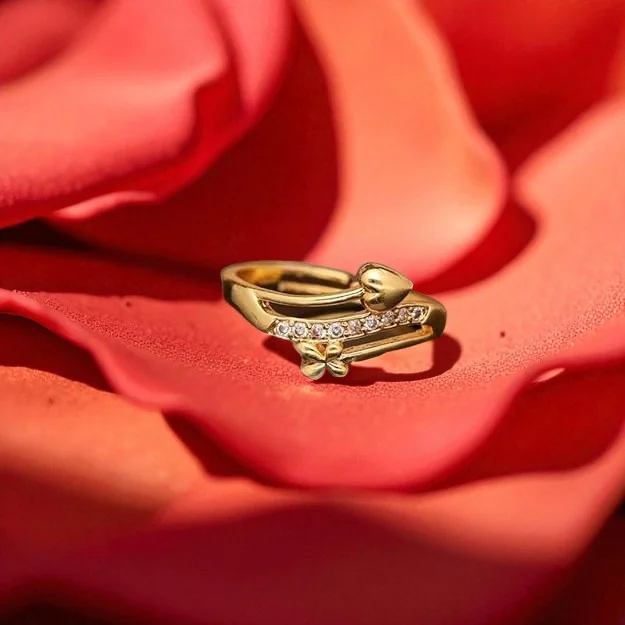 Crystal Butterfly Gold Ring - Image 2