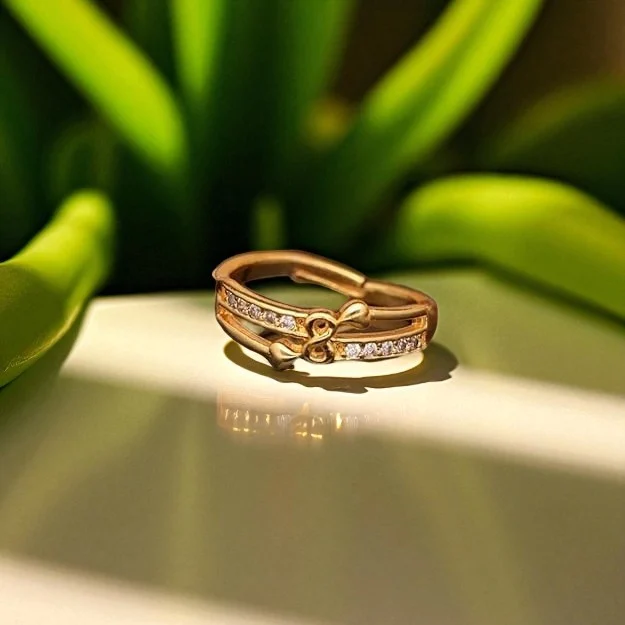 Crystal Swirl Gold Ring - Image 3