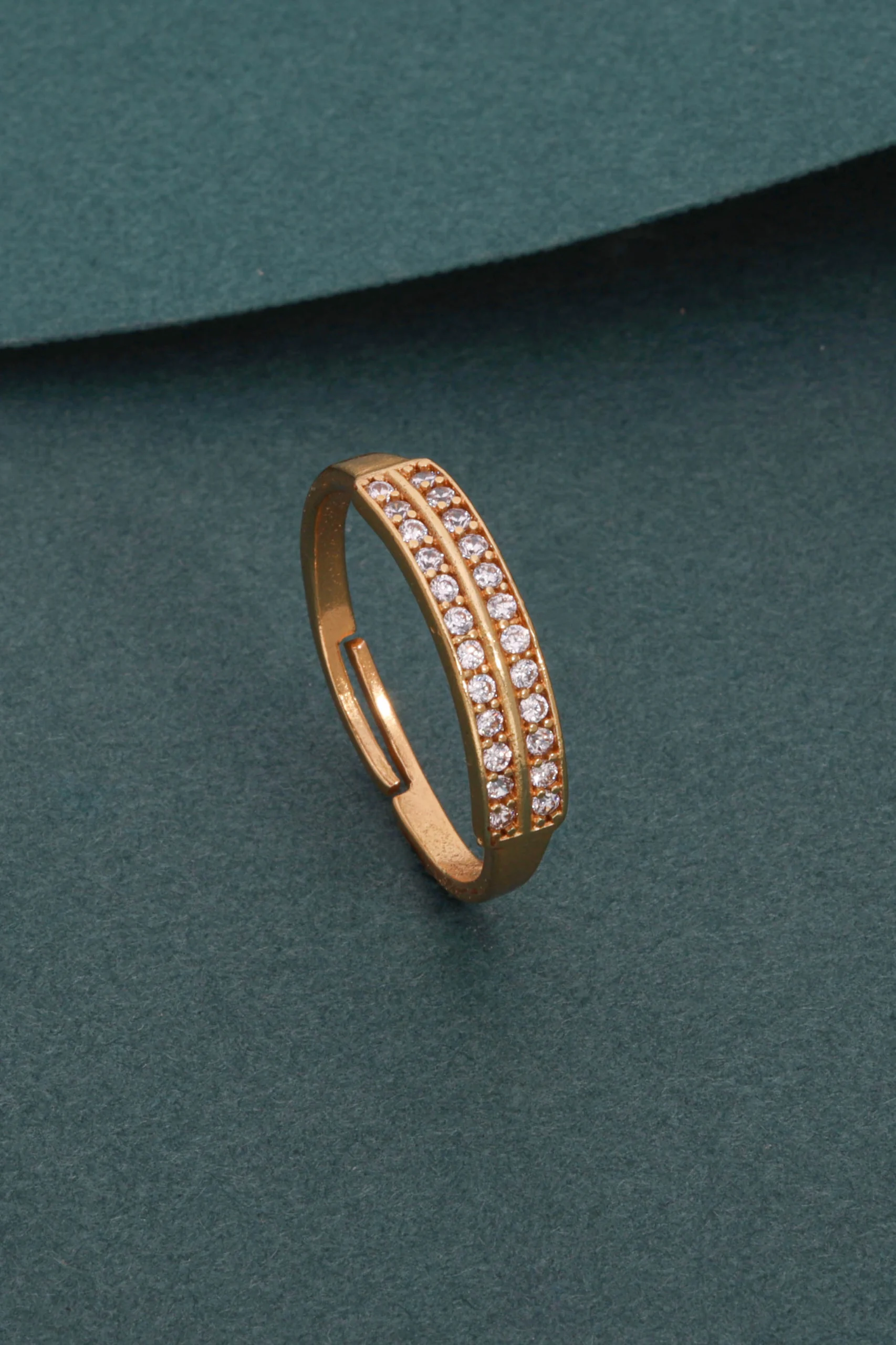 Double Row Crystal Gold Ring - Image 3