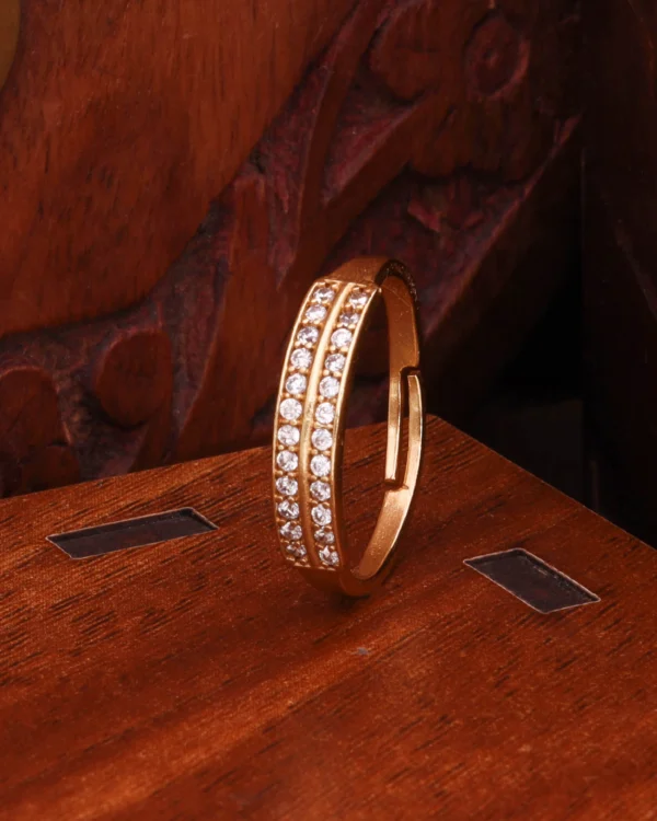 Double Row Crystal Gold Ring