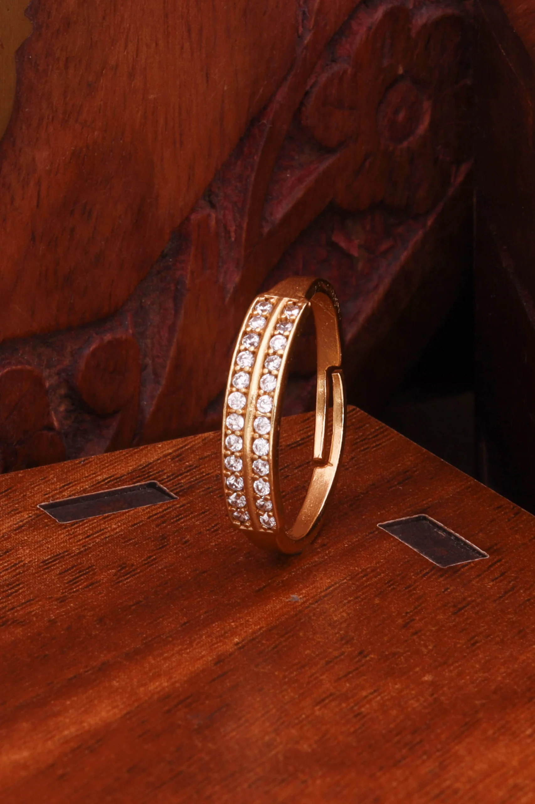 Double Row Crystal Gold Ring