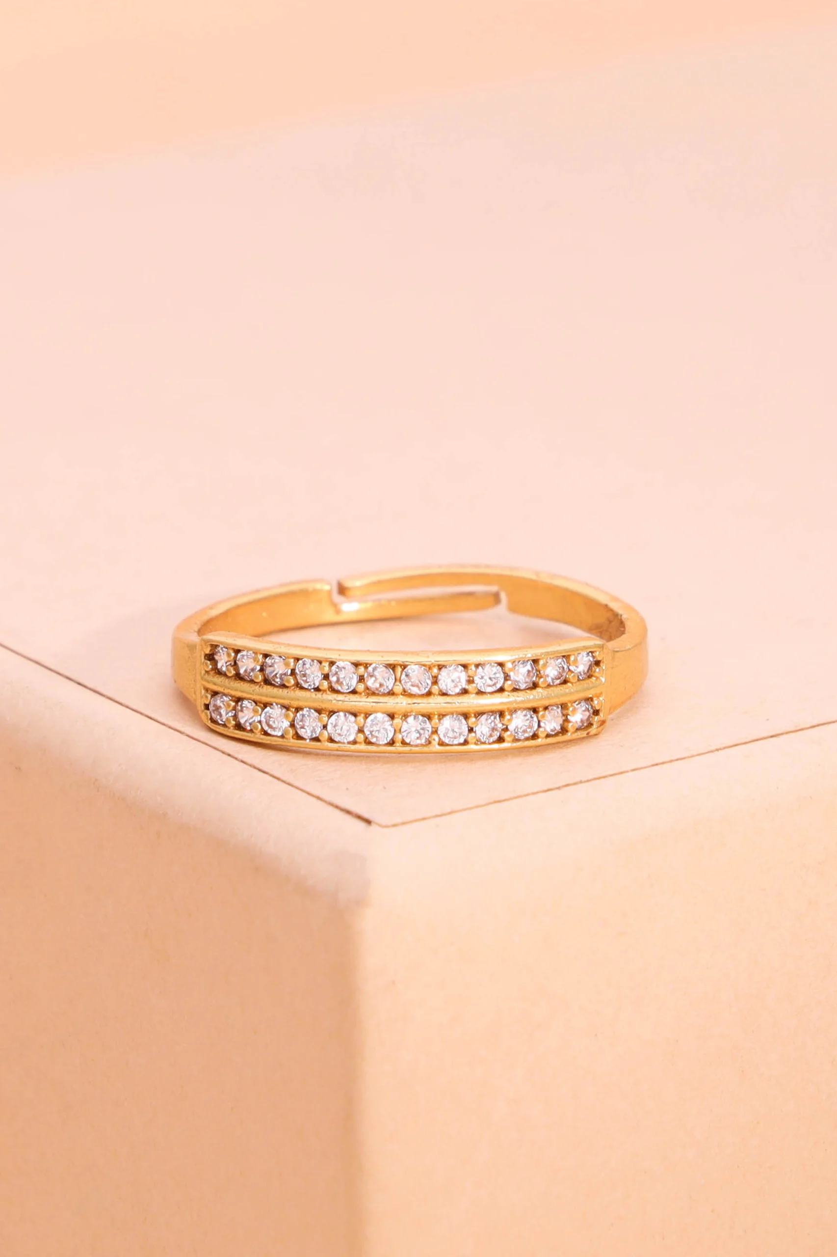 Double Row Crystal Gold Ring - Image 2