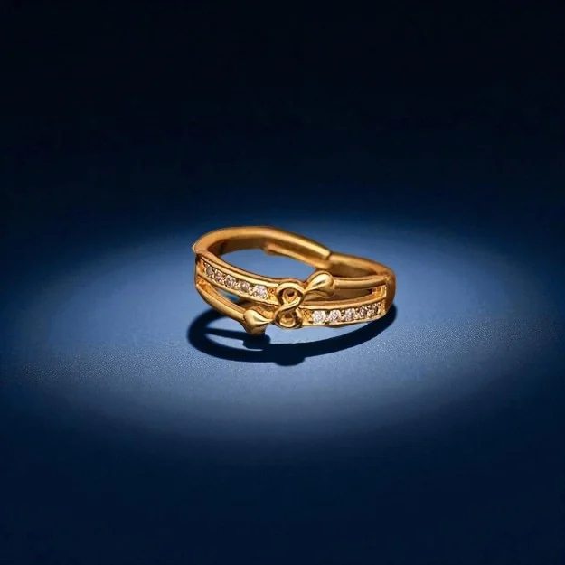 Crystal Swirl Gold Ring - Image 4