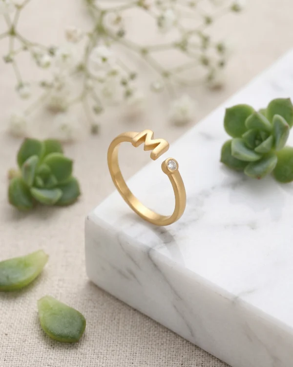 Golden Initial M Ring