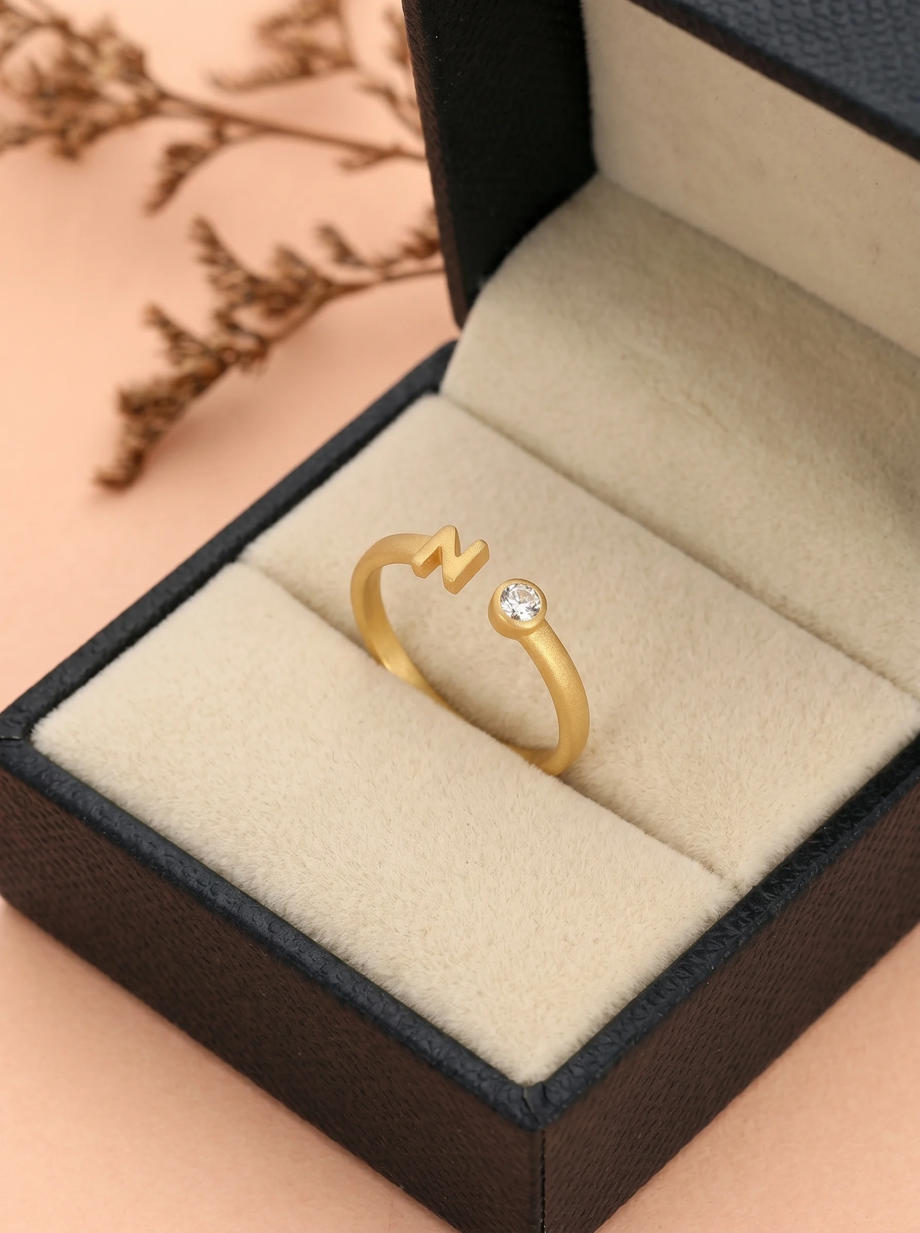 Golden Initial N Ring