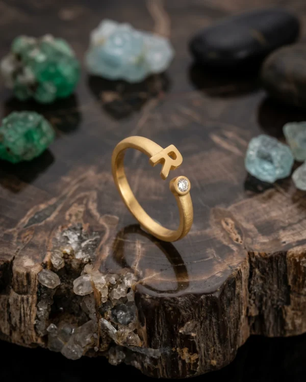 Golden Initial R Ring