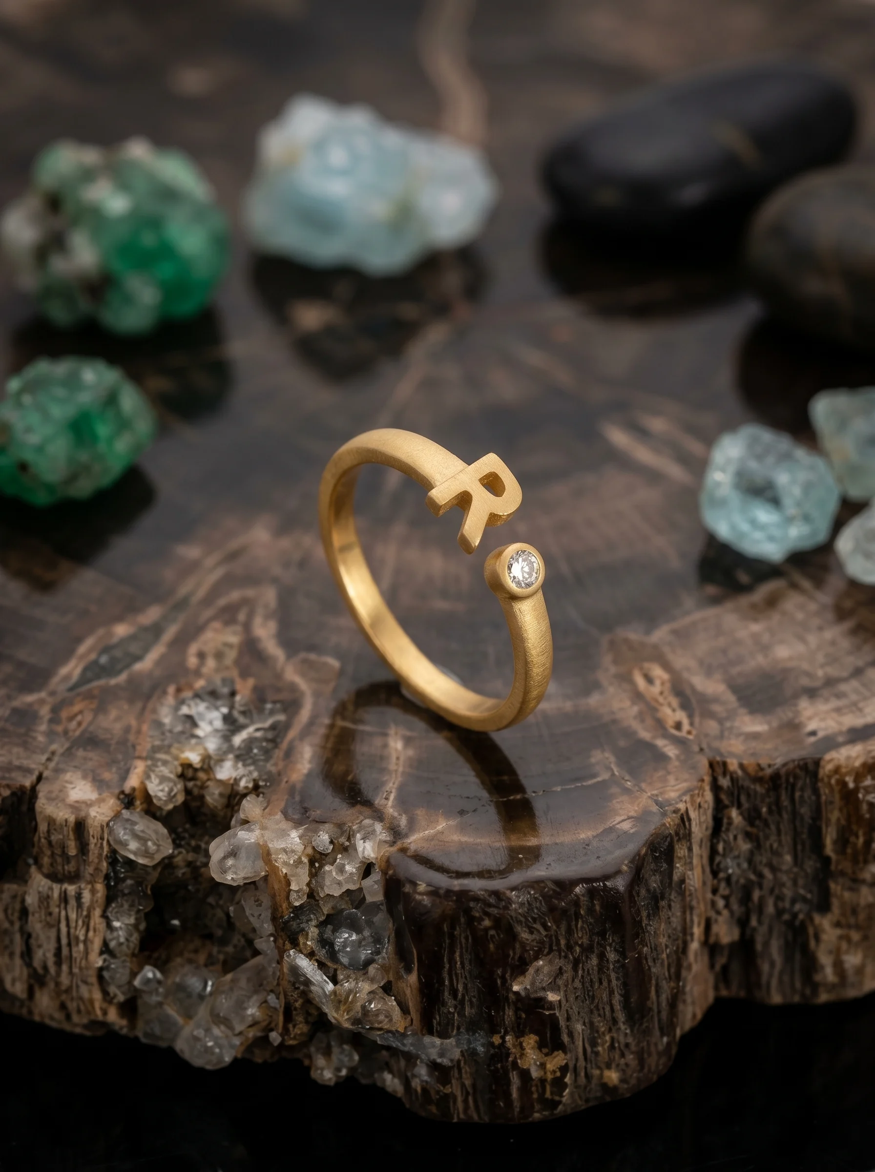 Golden Initial R Ring