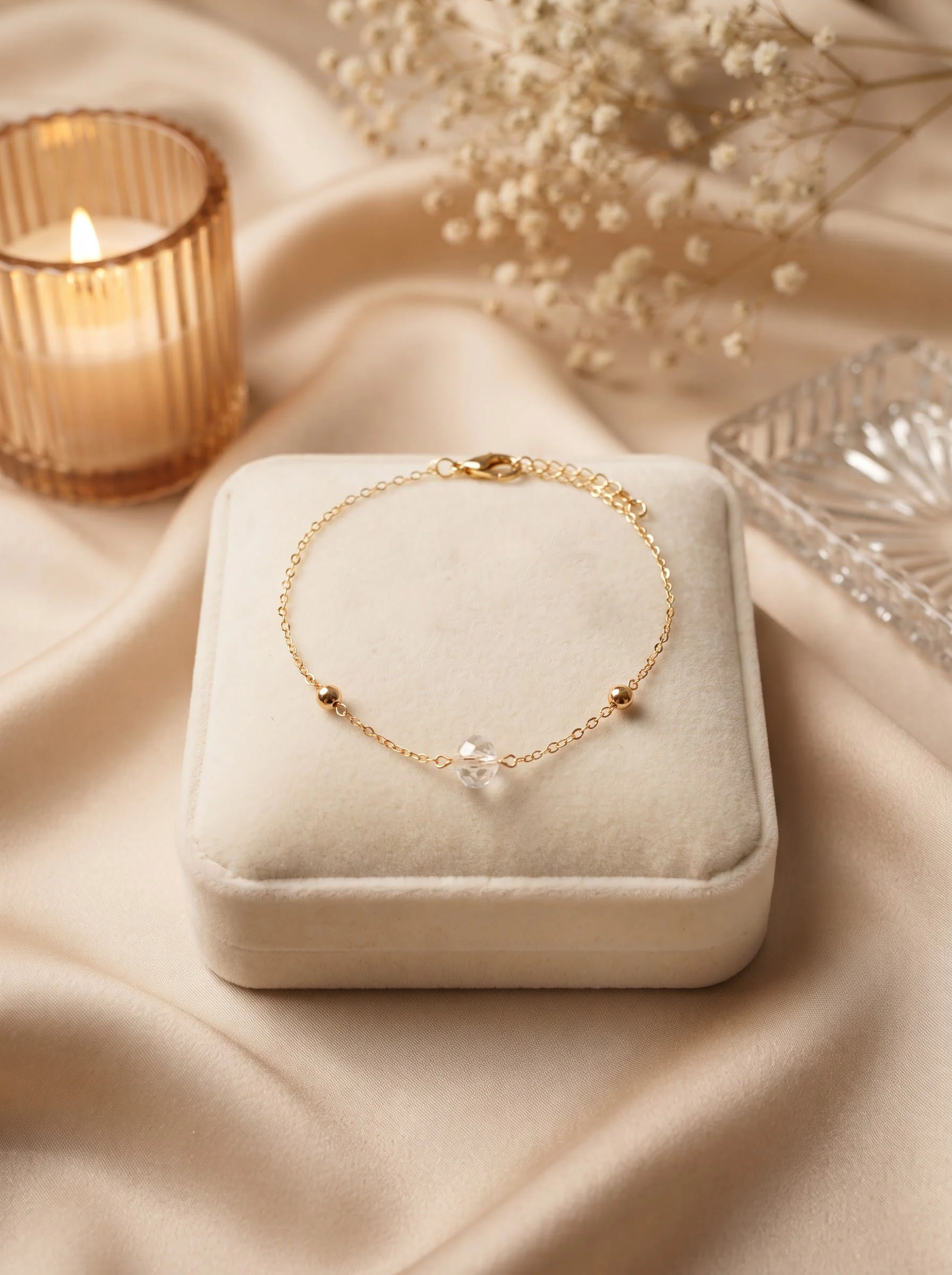 Gold-Tone Pearl Beaded Chain Bracelet
