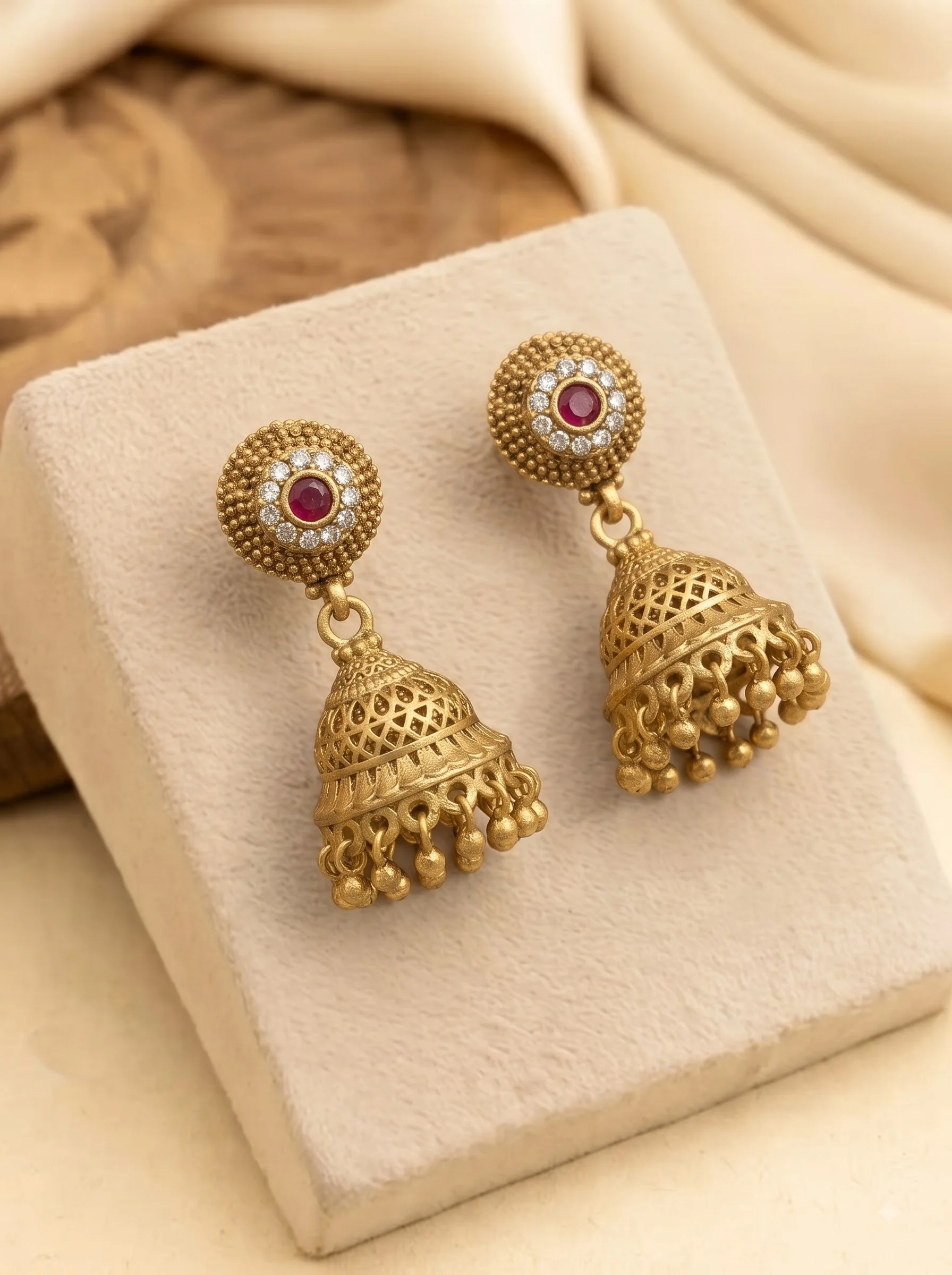 Traditional Gold Jhumka Earrings