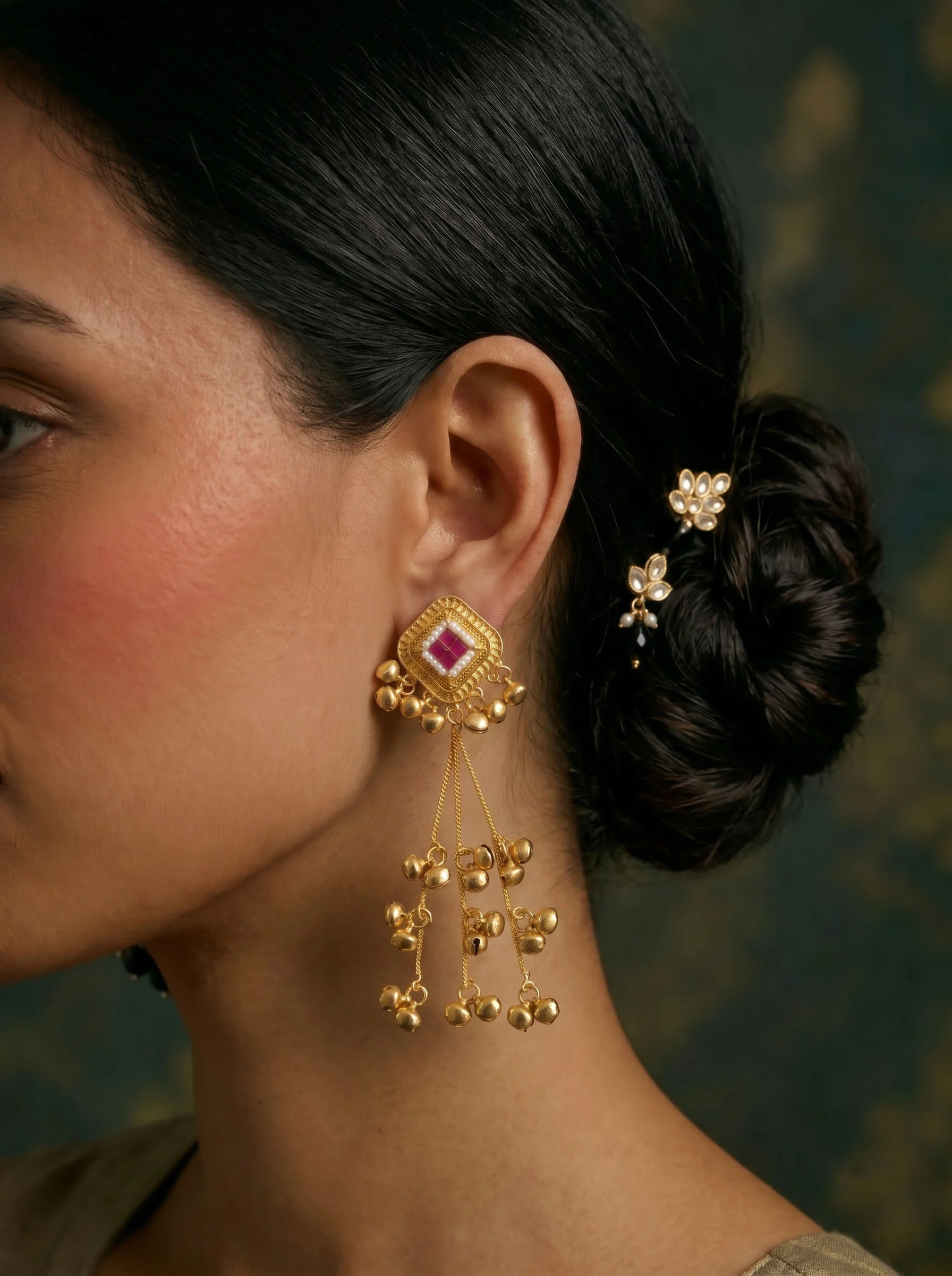 Pink Pearl Drop Earrings - Image 4