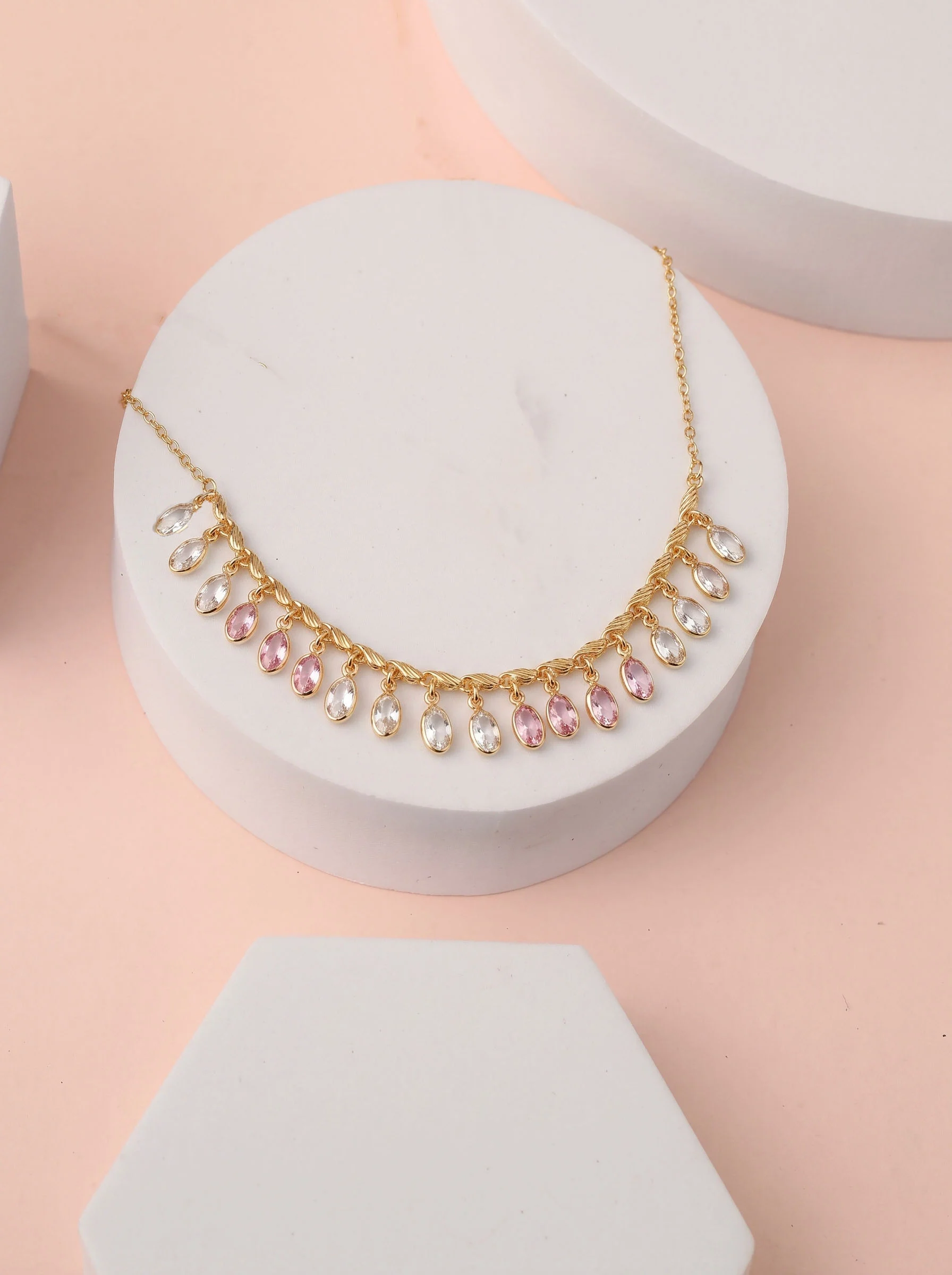 Golden Gemstone Drop Necklace - Image 2