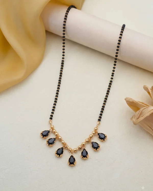 Gold Plated Teardrop Pendant Mangalsutra