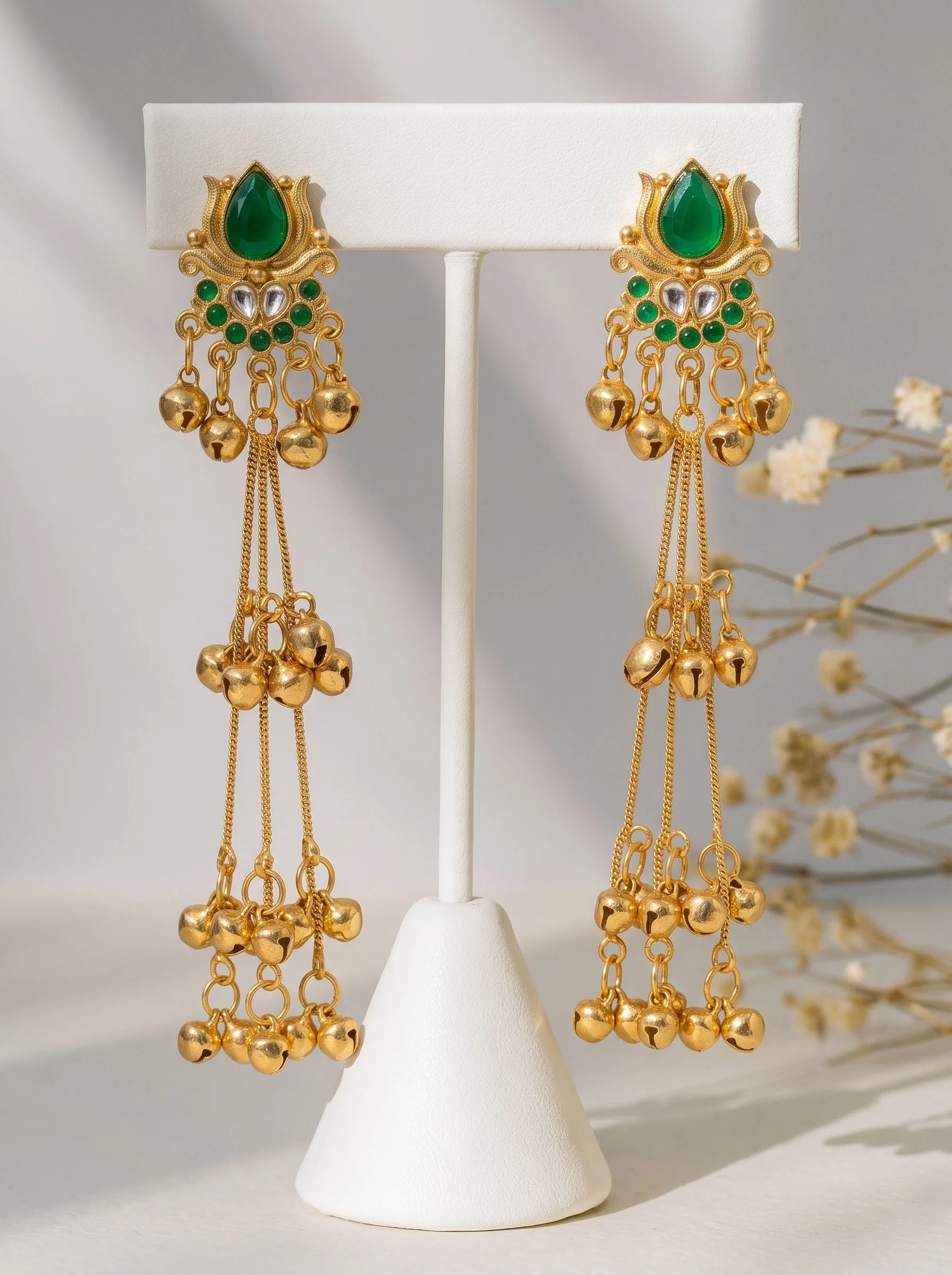 Emerald Royale Tassel Drop Earrings