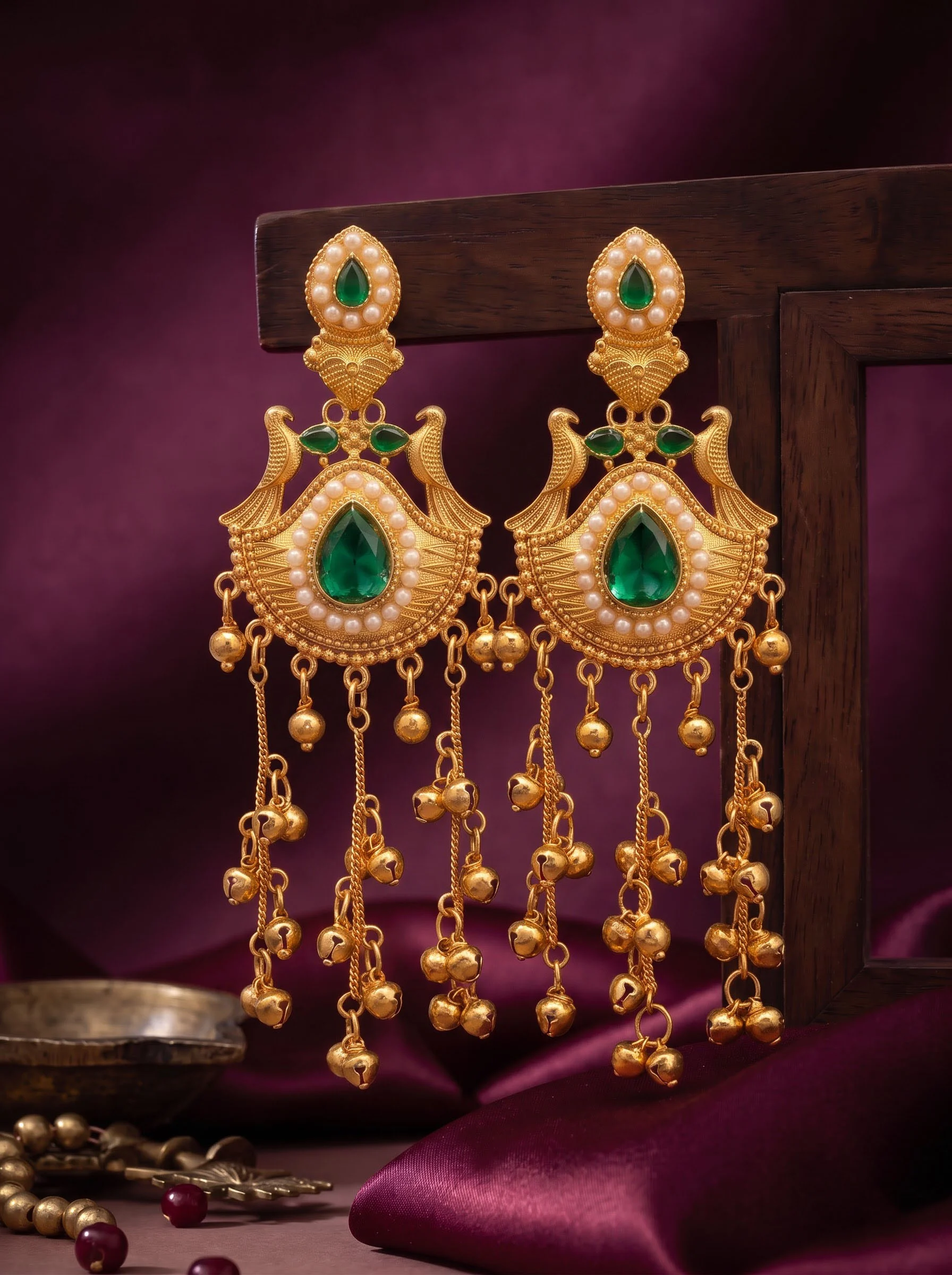 Emerald Rani Heritage Earrings - Image 5